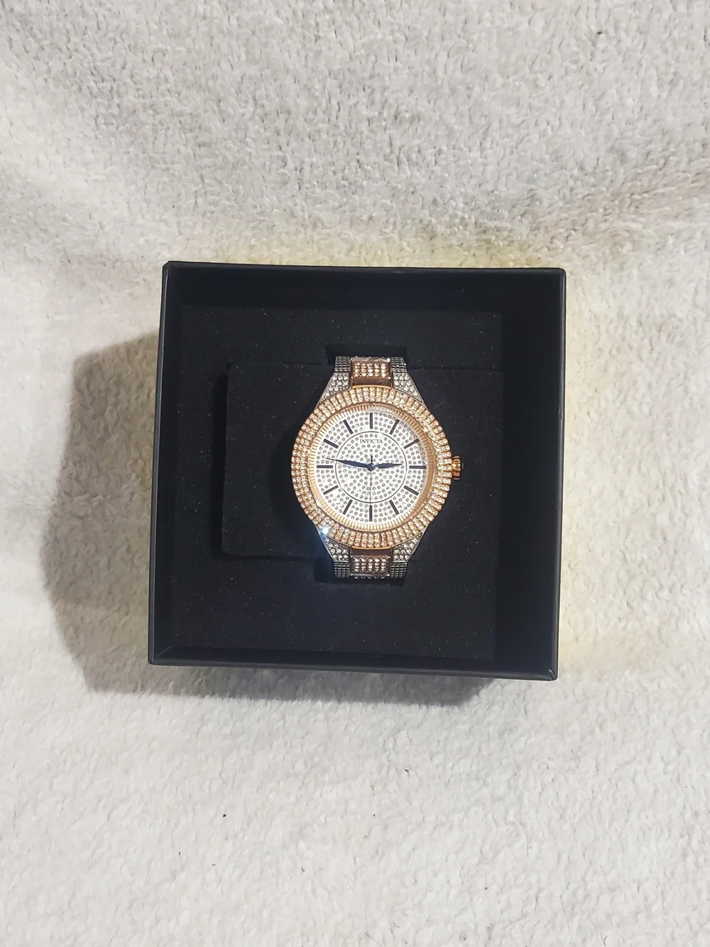 Invicta Rose Gold and Silver Pavé Crystal Men's Watch